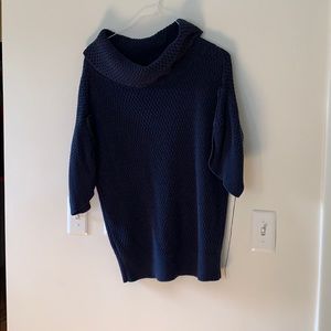 Navy Ann Taylor Short Sleeved Bulky Knit Sweater